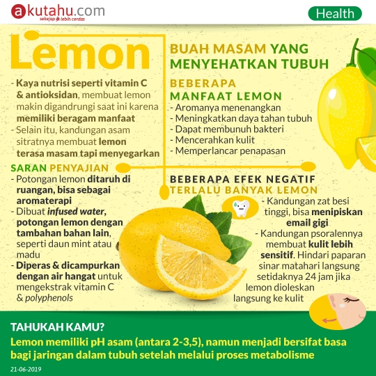 Lemon, Buah Masam yang Menyehatkan Tubuh