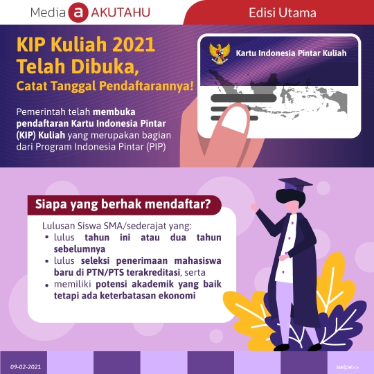 KIP Kuliah 2021 Telah Dibuka, Catat Tanggal Pendaftarannya!
