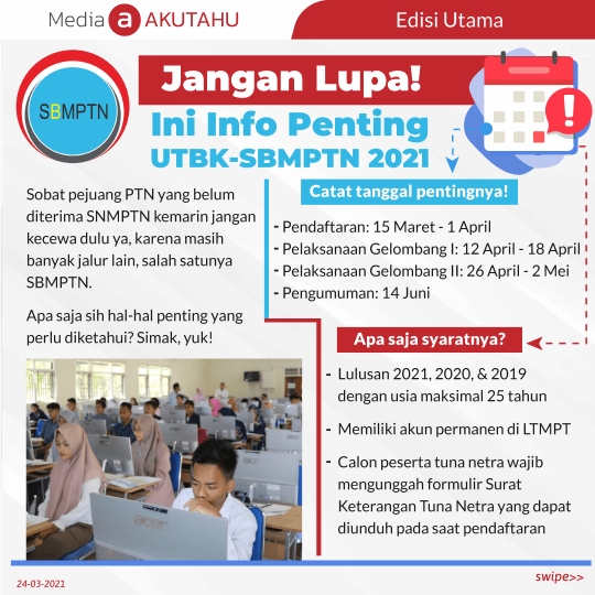 Jangan Lupa! Ini Info Penting UTBK-SBMPTN 2021