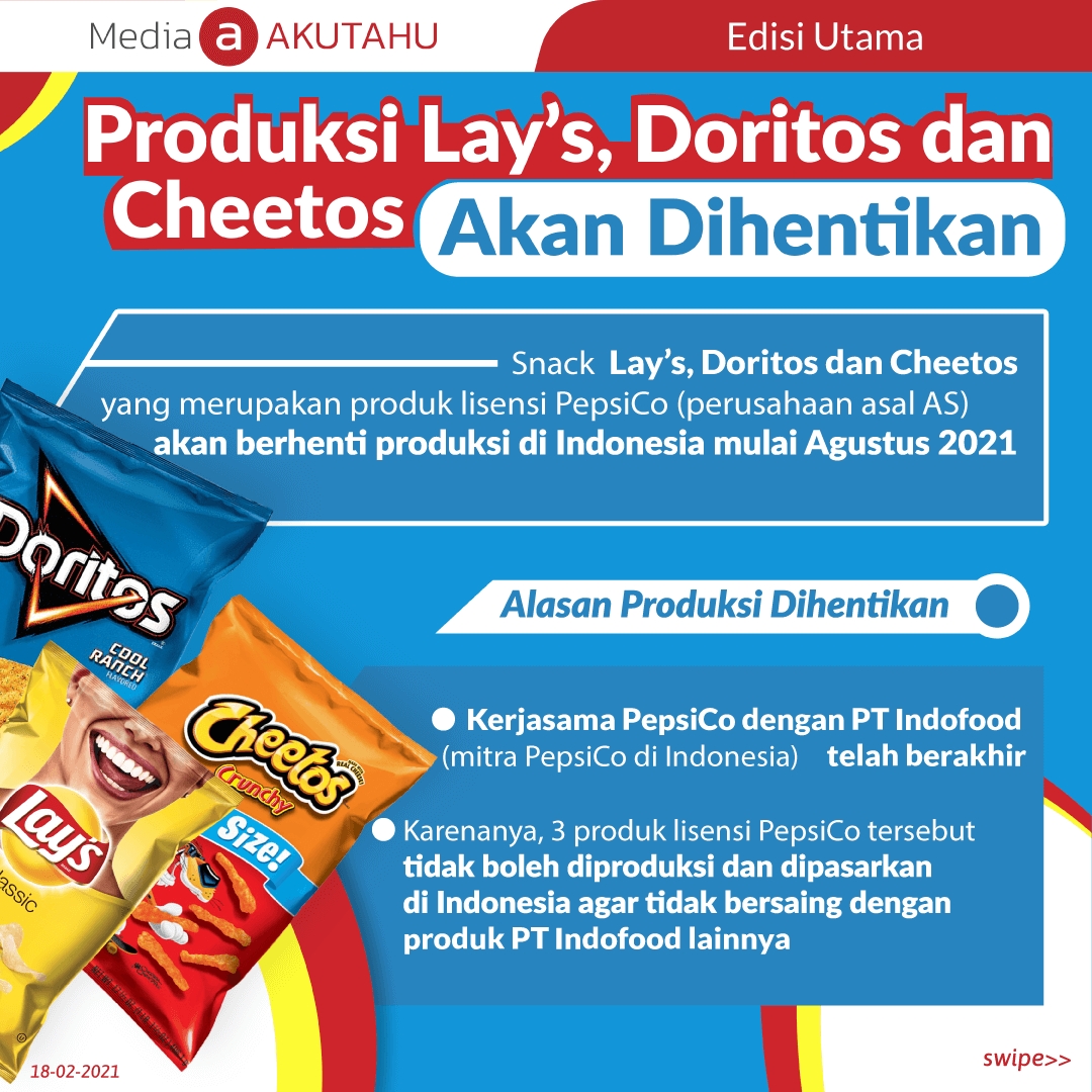 Produksi Lay’s, Doritos dan Cheetos Akan Dihentikan