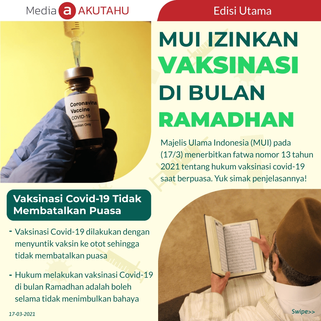 MUI Izinkan Vaksinasi di Bulan Ramadhan